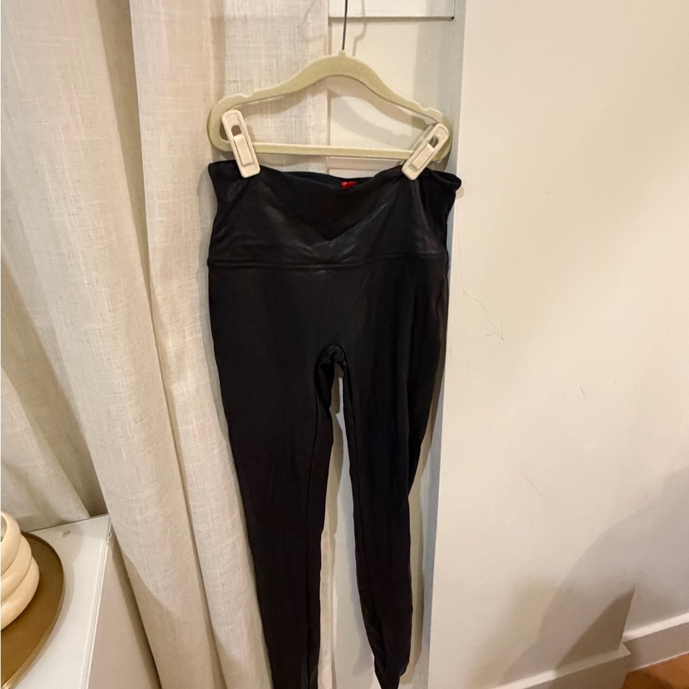 SPANX Faux Leather Leggings - Very Black